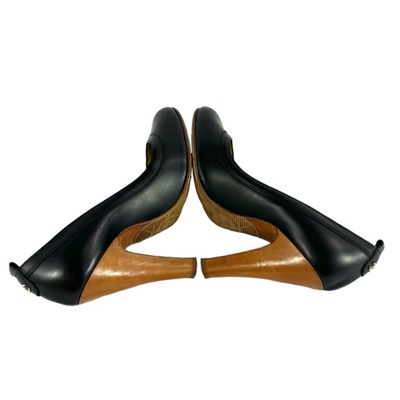 CHANEL Interlocking CC Black Leather Vintage Heeled Pumps Made in Italy 36-6US - Picture 12 of 16